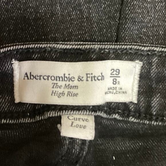Abercrombie & Fitch Black High Rise Distressed Cropped The Mom Jeans Size 29 8 - Picture 4 of 5